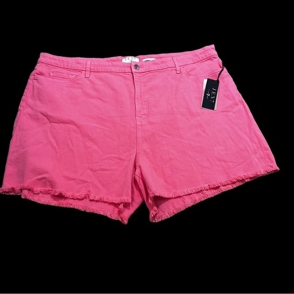 7 for All Mankind Jen 7 Raw Hem Mid Shorts New Pink Women’s Size 24 NWT - Picture 1 of 5